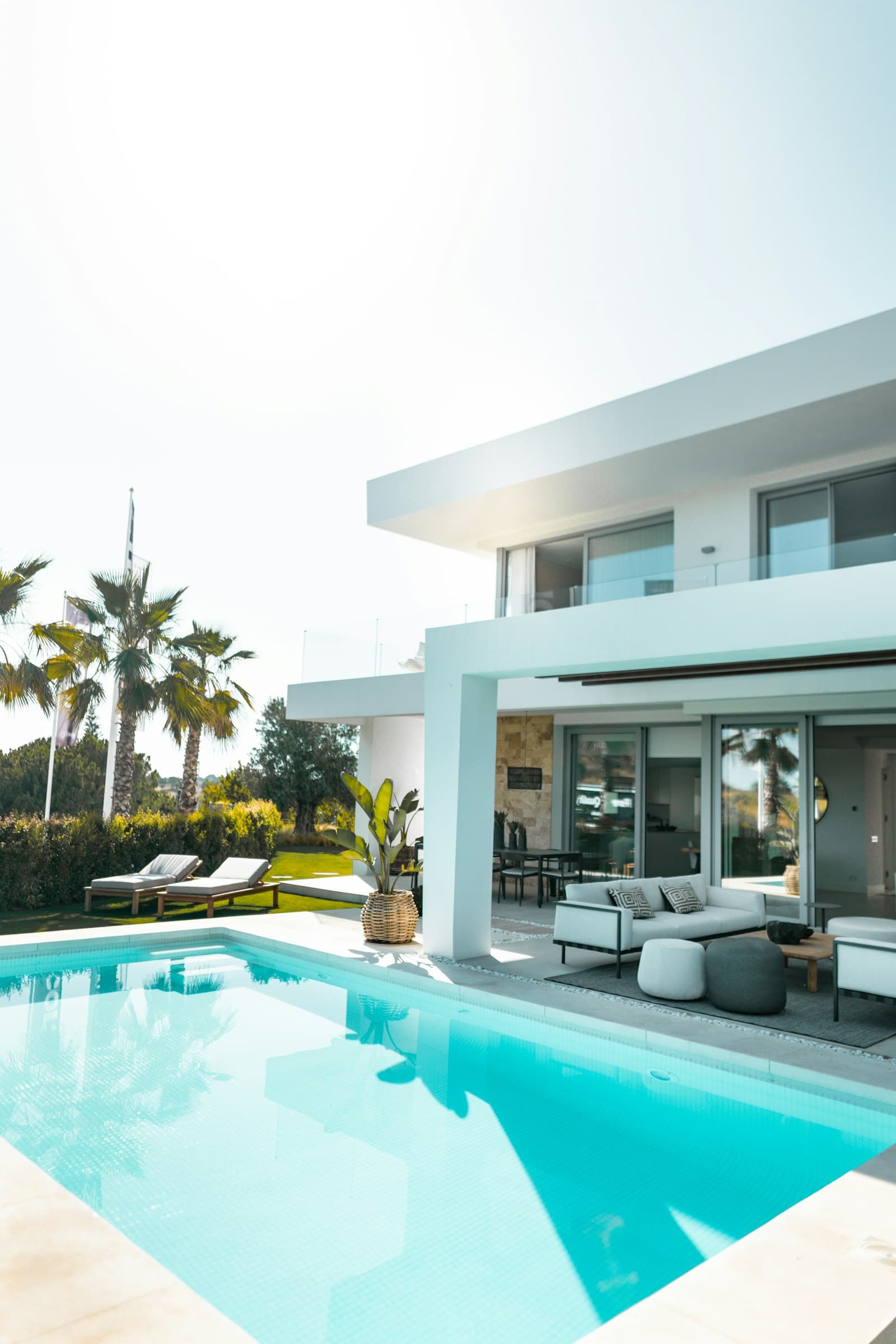 Luxury villa and pool in an aspirational travel setting