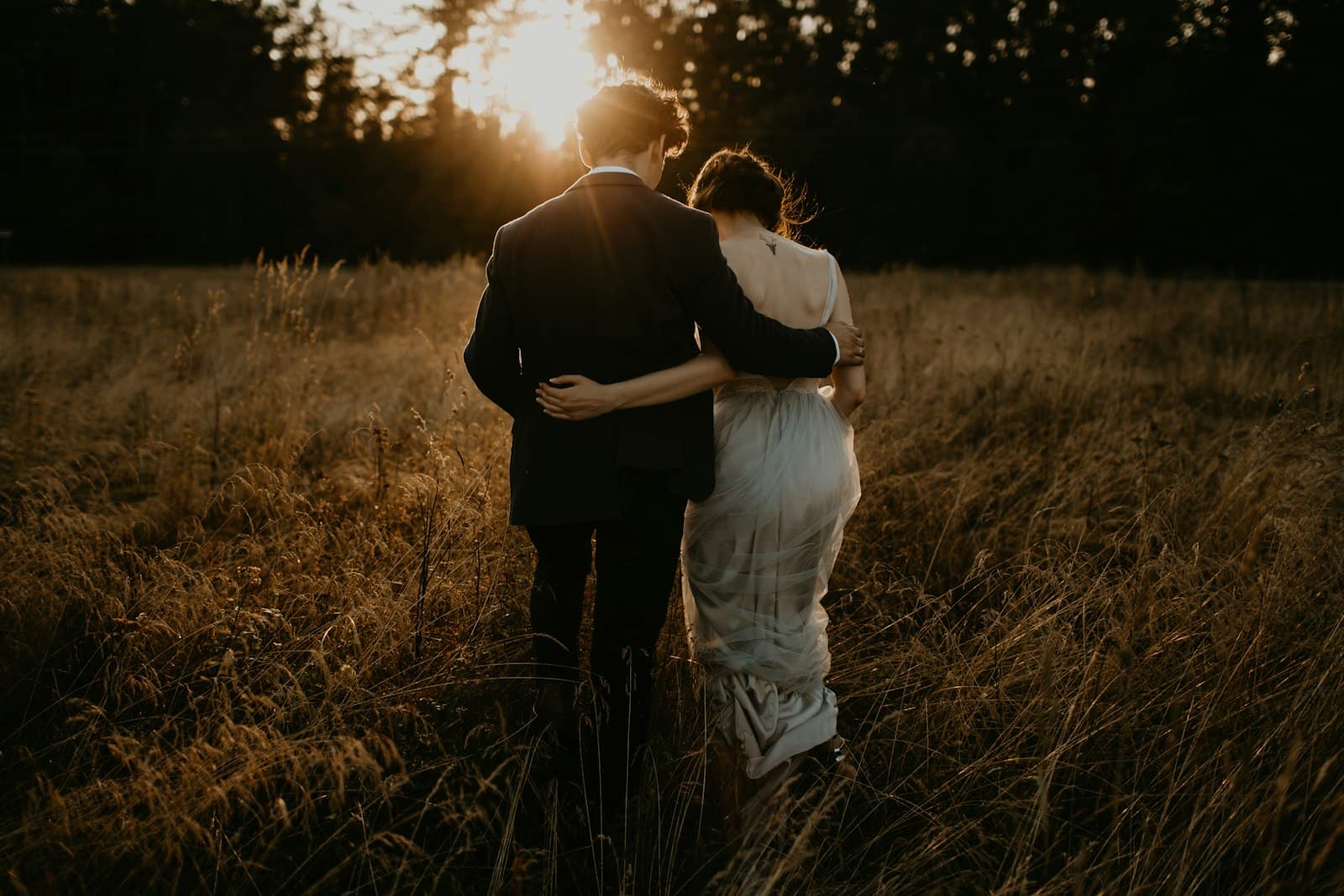 Golden-hour wedding moment captured by a photographer