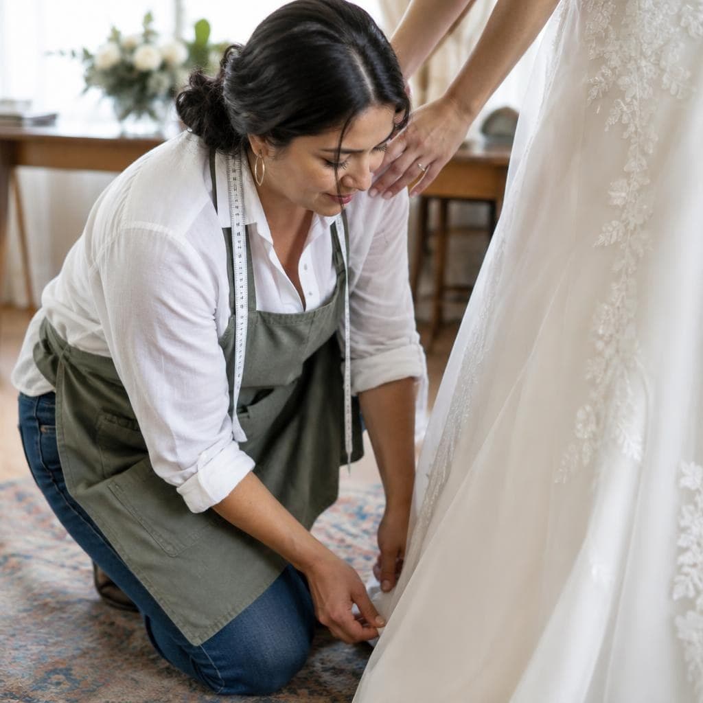 Final fitting on the wedding day