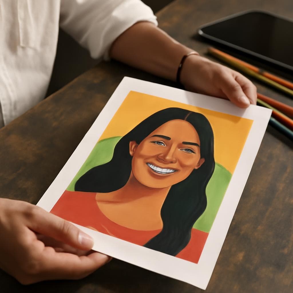 Illustrated portrait of a person or pet