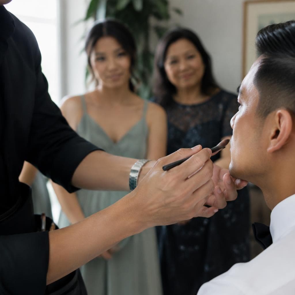 Bridesmaids, mothers and groom makeup