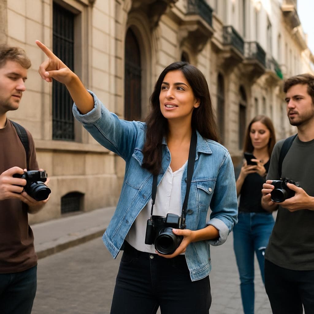 Guided walk with portraits